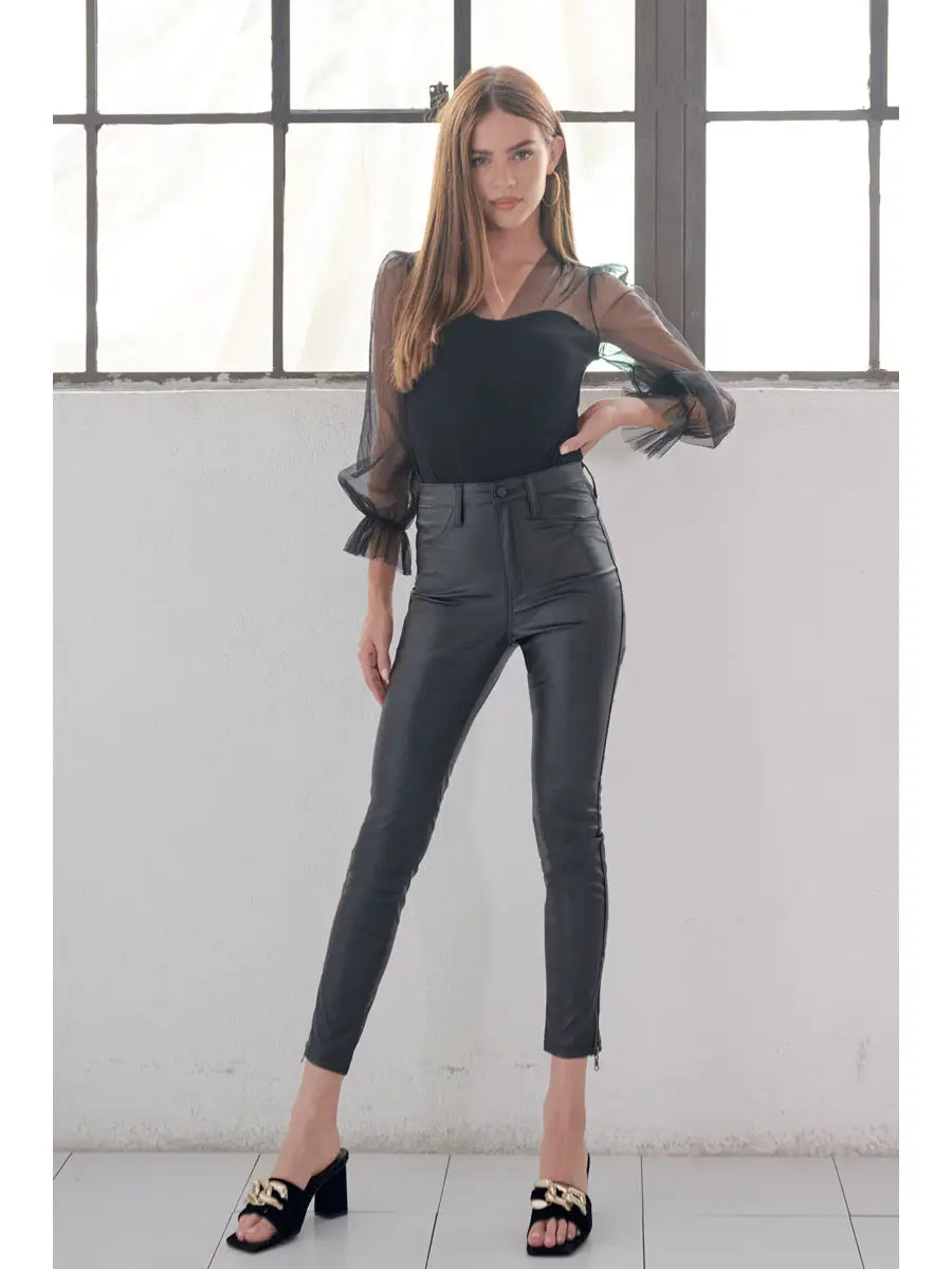 Stay In Your Lane Faux Leather Jeggings