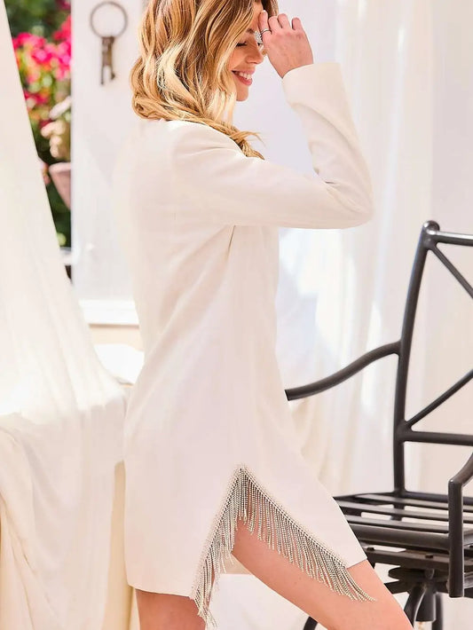 In White Jacket Dress